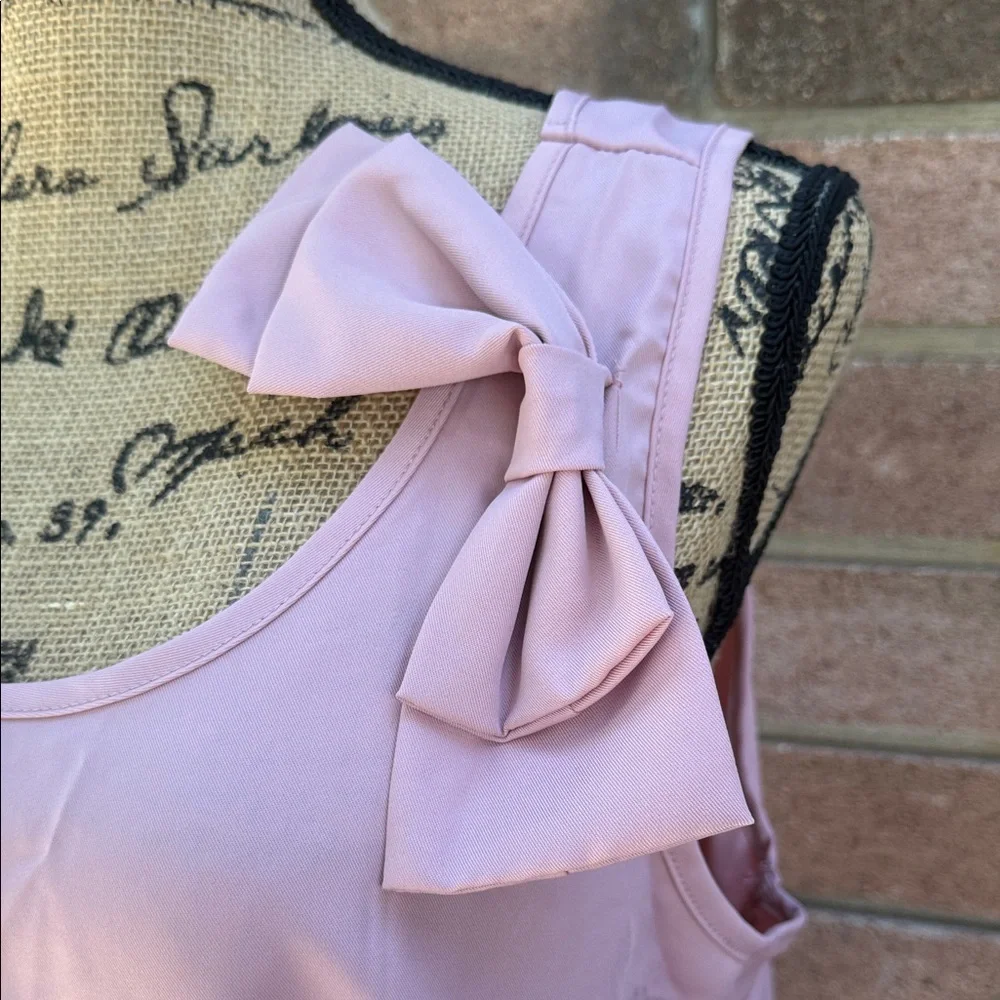 Shien Pink Sleeveless Top with Bow Accent Size XL - Picture 3 of 6